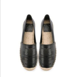 Perforated Logo Flat Espadrille- Nappa Leather